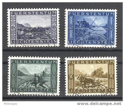 LIECHTENSTEIN, Rhine Canal 1943, VF USED SET! - Gebruikt