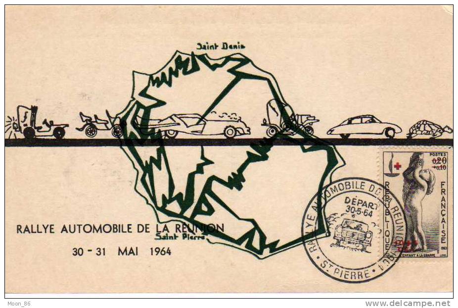 974 - Saint-Pierre  Rallye Automobile De La Réunion Carte Postale Avec Cachet Du 30 Et 31 Mai 1964 - Saint Pierre