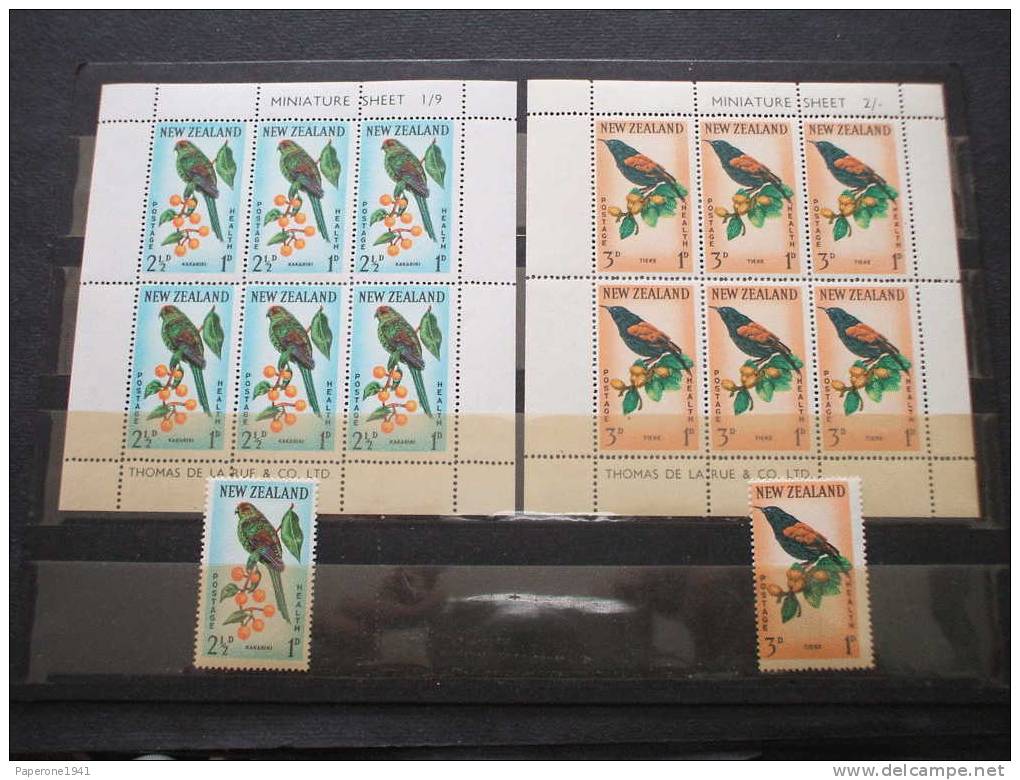 NUOVA ZELANDA - 1962 FAUNA AVICOLA 2 VALORI + 2 BF - NUOVI(++)-TEMATICHE - Unused Stamps