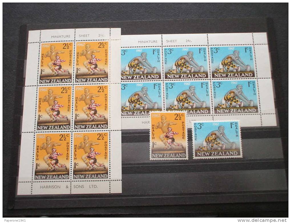 NUOVA ZELANDA - 1967 RUGBY 2 VALORI + 2 BF - NUOVI(++)-TEMATICHE - Unused Stamps