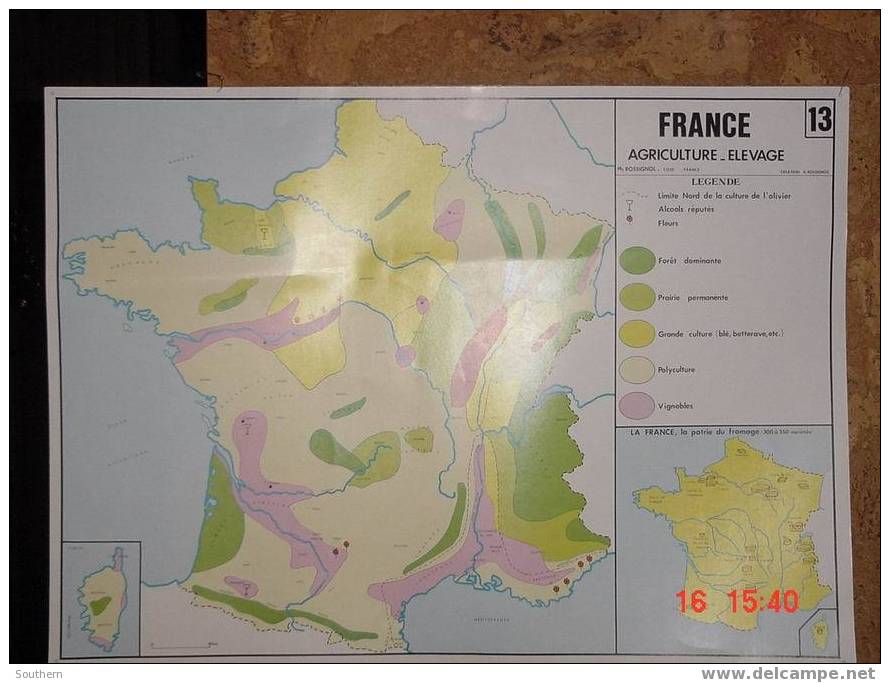 Tableau Scolaire Ph. Rossignol  - La France Agriculture élevage - La France Sources D'énergie Mines - Didactische Kaarten