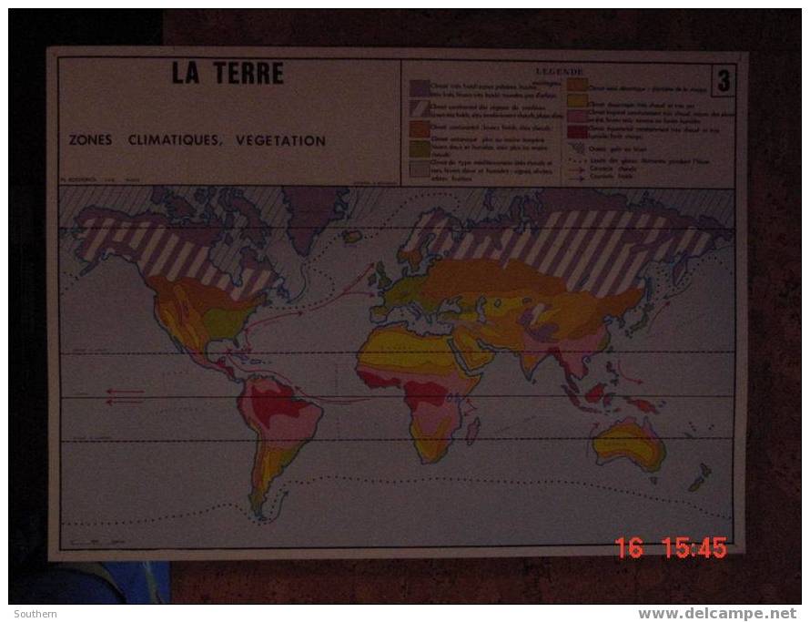 Tableau Scolaire Ph. Rossignol  - La Terre Population - La Terre Zones Climatiques Végétations - Learning Cards