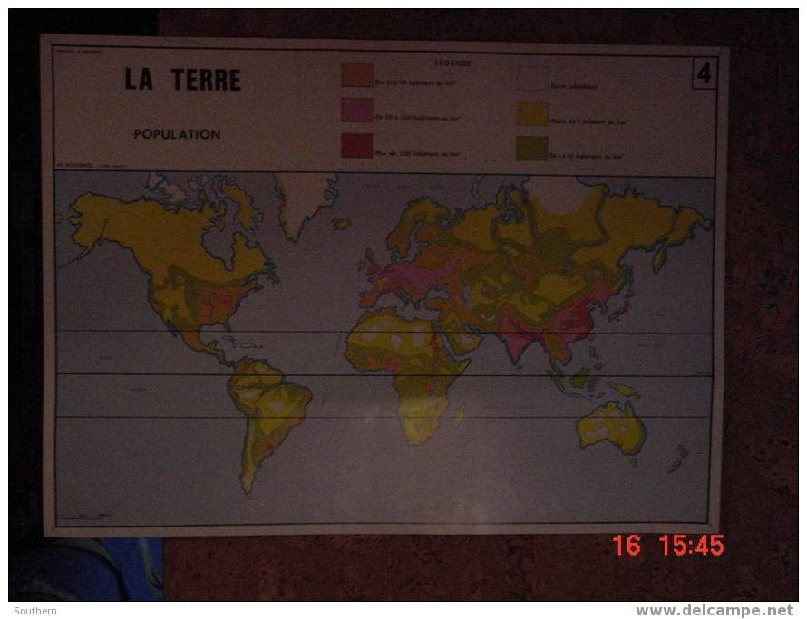 Tableau Scolaire Ph. Rossignol  - La Terre Population - La Terre Zones Climatiques Végétations - Lesekarten