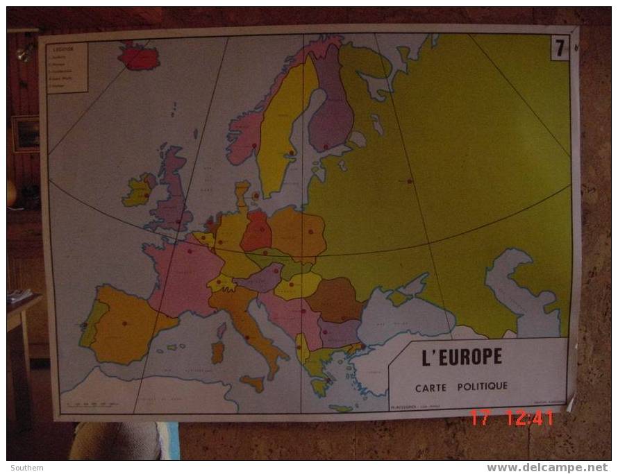 Tableau Scolaire Anscombre - L´ Europe Carte Politique - L´ Europe Des Six - Didactische Kaarten