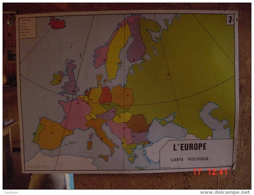 Tableau Scolaire Anscombre - L´ Europe Carte Politique - L´ Europe Des Six - Lesekarten