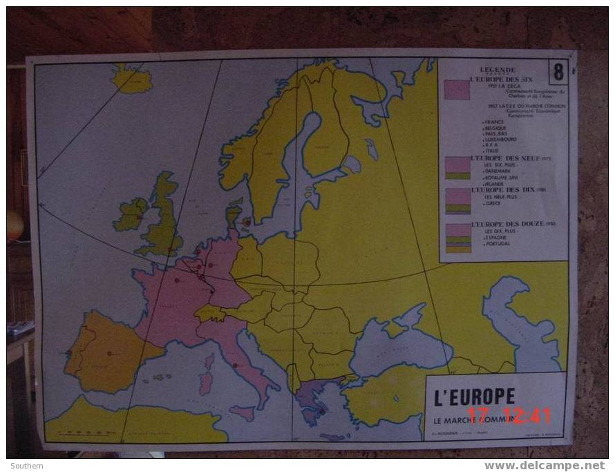 Tableau Scolaire Anscombre - L´ Europe Carte Politique - L´ Europe Des Six - Didactische Kaarten