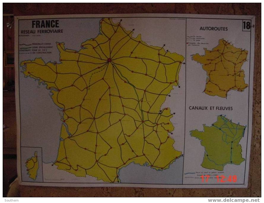 Tableau Scolaire Anscombre - La France Dans Le Monde (Réunion Antilles Tahiti St Pierre & Miquelon Nlle Calédonie Guyane - Didactische Kaarten