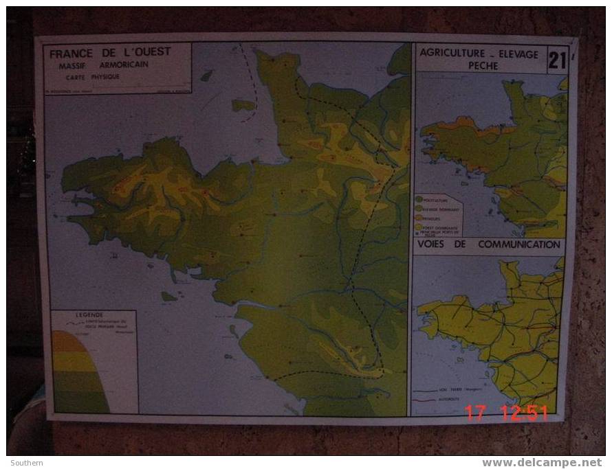 Tableau Scolaire Anscombre - Massif Armoricain La France De L´ouest - Le Bassin Parisien - Lesekarten