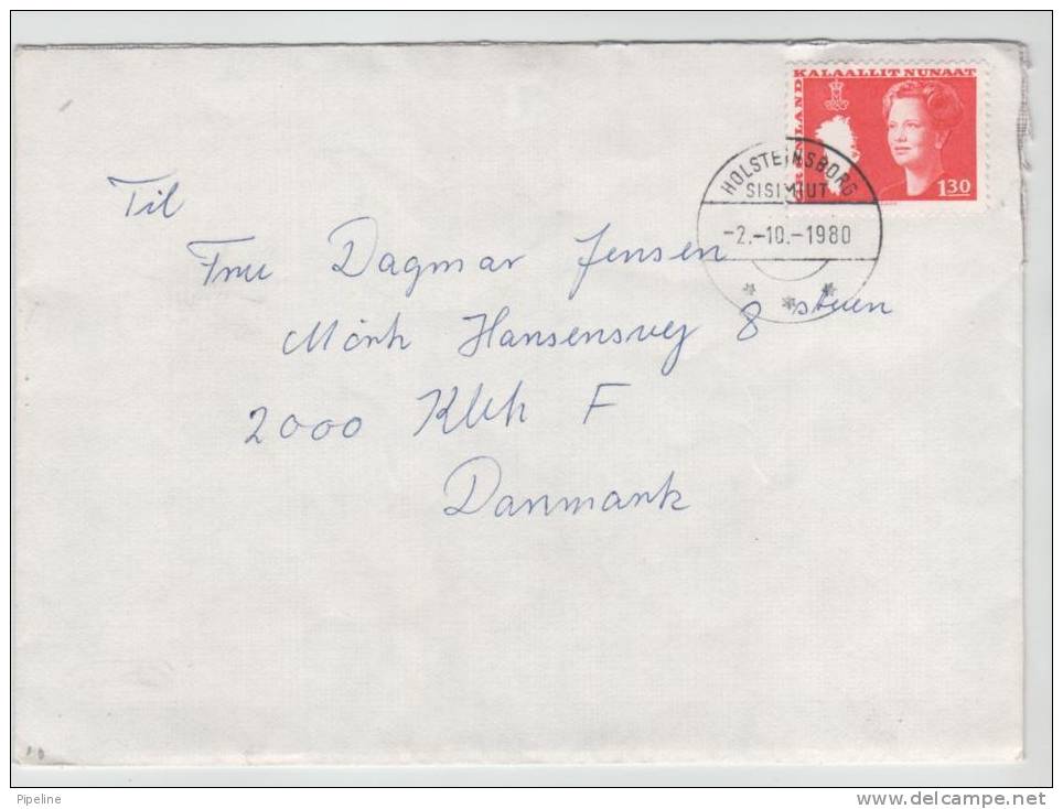 Greenland Cover Sent To Denmark Holsteinsborg/Sisimiut 2-10-1980 - Autres & Non Classés