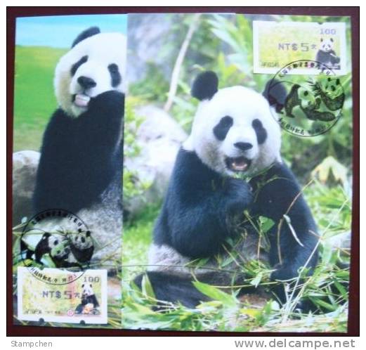 Maxi Cards 2010 Giant Panda Bear ATM Frama Stamps-- Blue Imprint- Bamboo Bears WWF - Maximum Cards