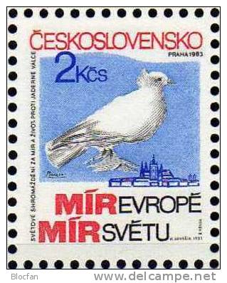 Friedenstreffen Prag 1983 CSSR 2720, Block 54 Plus Bloc 54 I ** 68€ Mit Abart Ohne Nummer Picasso-Taube Sheet From CSR - Unused Stamps