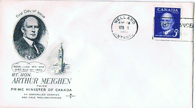 1961  Arthur Meighen, Prime Minister  Sc 393   Rose  Craft Cachet  Unaddressed - 1961-1970