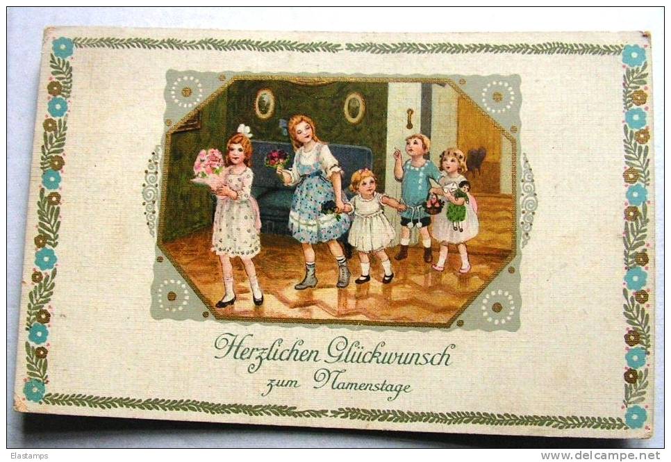 == Kinder, Namenstag Karte München 1921 - Kinder-Zeichnungen