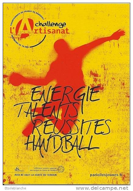 CP Moderne, Publicité Sport, Handball / Challenge De L'artisanat / Silhouette Homme Qui Lance Un Ballon - Pallamano