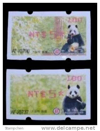 2010 Giant Panda Bear ATM Frama Stamps-- NT$5 Red Imprint- Bamboo Bears WWF - Bears