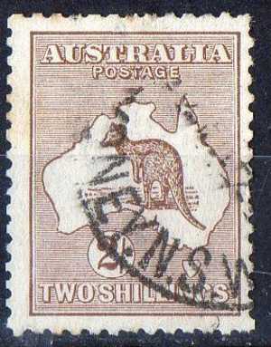 Australia 1915 2 Shillings Brown Kangaroo 3rd Watermark (Wmk 10) Used - Actual Stamp - Sydney NSW - SG41 - Used Stamps