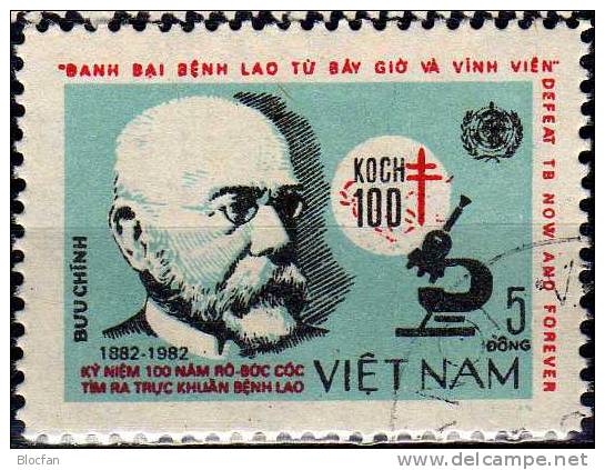 100.Geburtstag Arzt Robert Koch 1983 Vietnam 1308, ZD Plus 4-Block O 7€ Tbc Unterm Offenem Mikroskop Sheet From Viet Nam - Vietnam