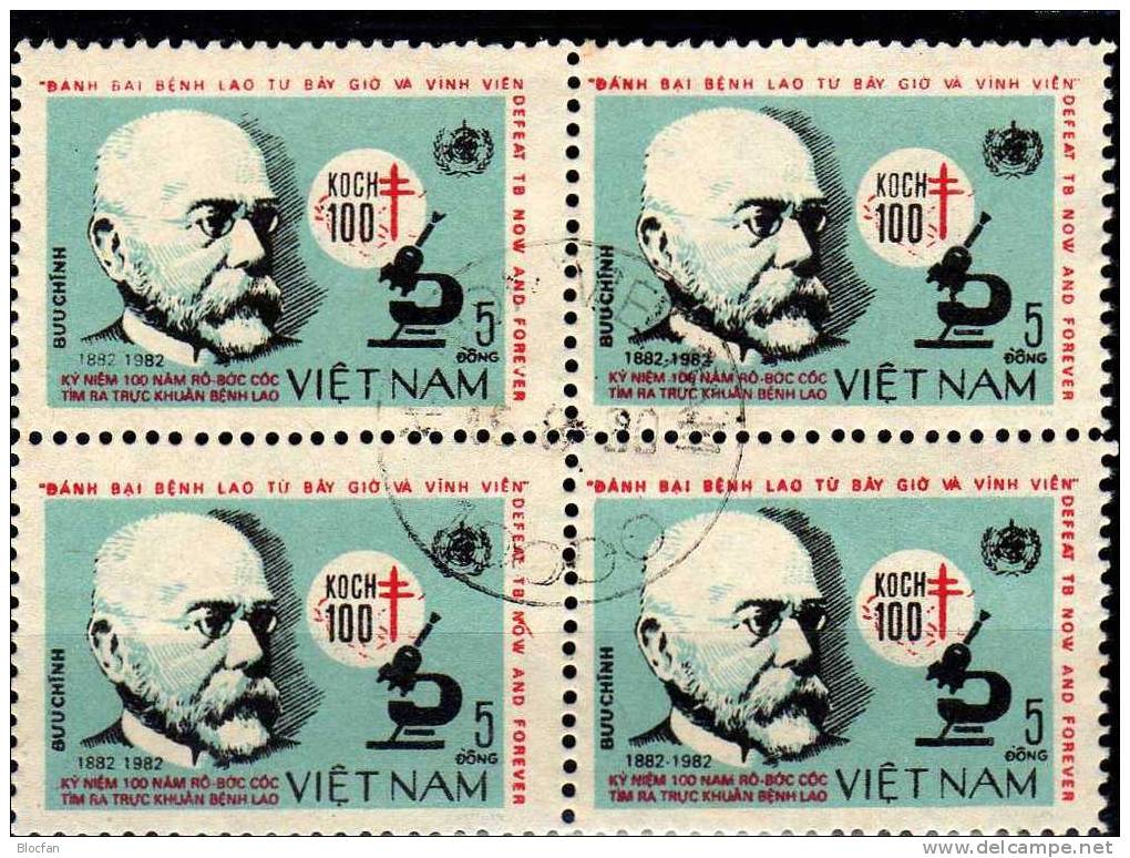 Abart Tbc Im Geschlossenen Mikroskop 1983 Vietnam 1308,ZD,4-Block I Plus II O 41€ Arzt Robert Koch Hoja Bloc Bf Viet Nam - Vietnam