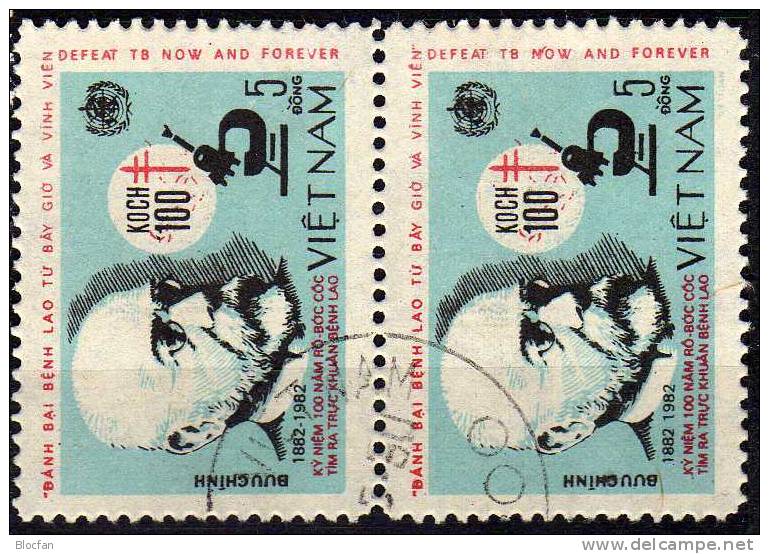 Abart Tbc im geschlossenen Mikroskop 1983 Vietnam 1308,ZD,4-Block I plus II o 41€ Arzt Robert Koch hoja bloc bf Viet Nam