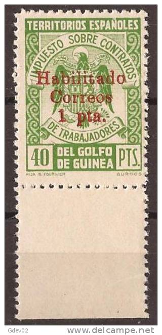 GUI259K-L3294TV.Guinee .Guinea Española.SELLOS FISCALES PARA CORREOS.1940.(Ed 259K**).sin Charnela.RARO.MAGNIFICO - Errors & Oddities