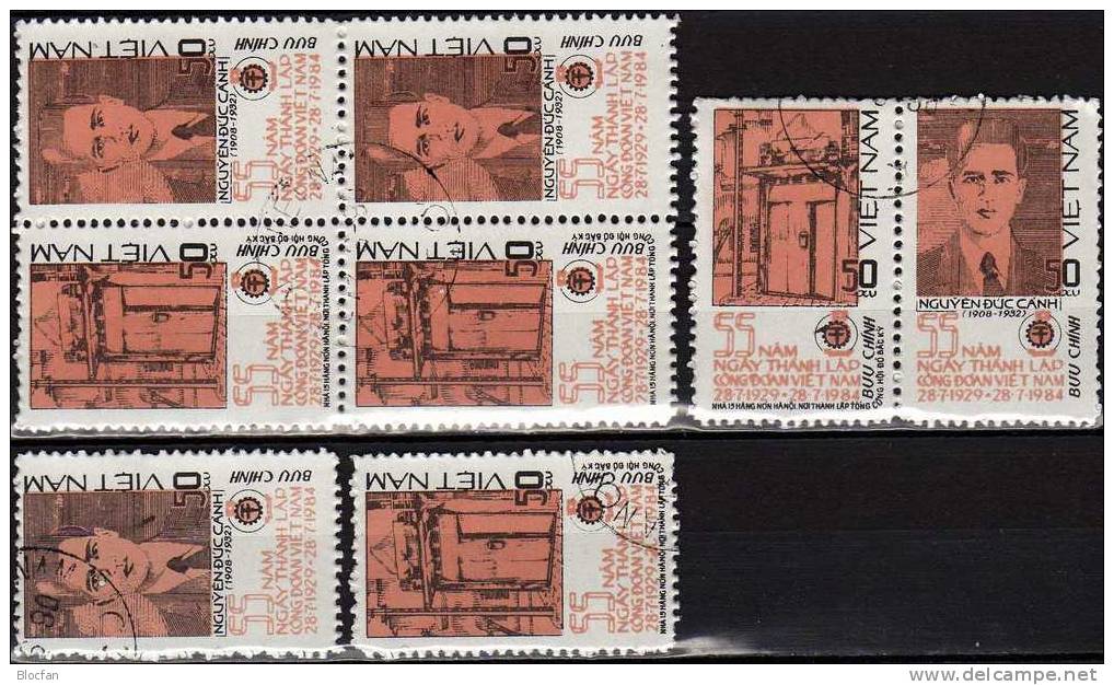 Gründer Der Gewerkschaften 1984 Vietnam 1460/1, ZD Plus 4-Block O 2€ Gewerkschafts-Haus Bloc Sheet From Viet Nam - Vietnam