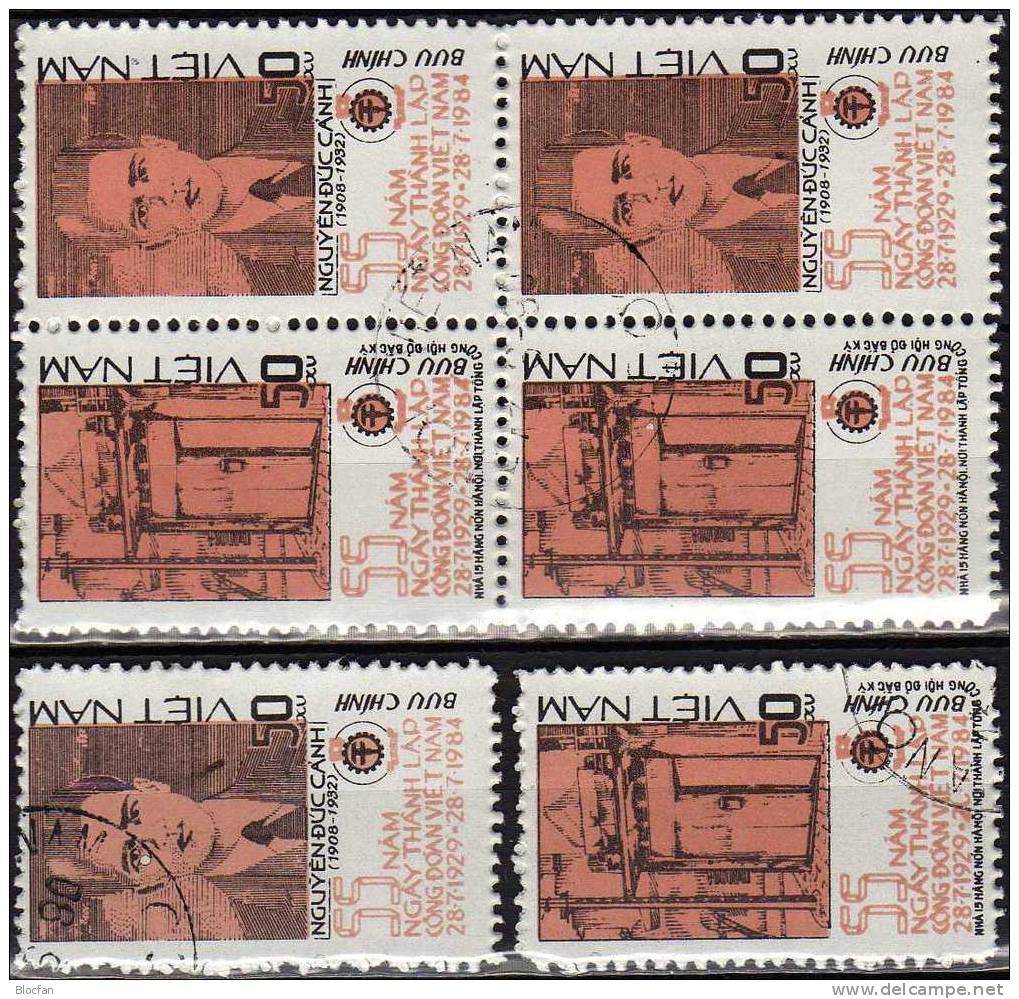 Gründer Der Gewerkschaften 1984 Vietnam 1460/1, ZD Plus 4-Block O 2€ Gewerkschafts-Haus Bloc Sheet From Viet Nam - Vietnam