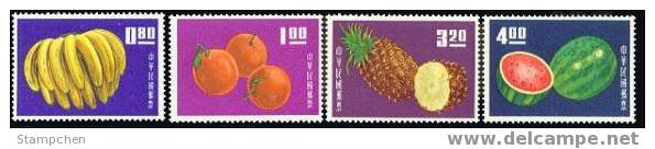 Taiwan 1964 Fruit Stamps Watermelon Melon Pineapple Banana Orange Flora - Unused Stamps