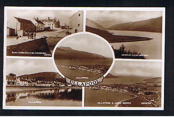 RB 637 - Real Photo Multiview Postcard - Ullapool Scotland - Quay Street & Caledonian Canal - Loch Broom - Ross & Cromarty