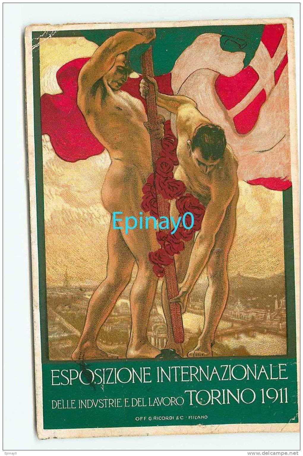 Br - ITALIE - TURIN - TORINO - ESPOSITION INTERNATIONALE - INDUSTRIE - HOMME NU - NUD - DRAPEAU - Altri & Non Classificati