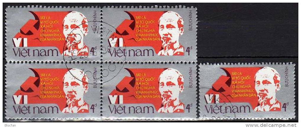 Parteitag Der Kommunistischen Partei 1986 Vietnam 1738C Plus 4-Block O 75€ Ho Chi Minh Flag Of Bloc Sheet From Viet Nam - Vietnam