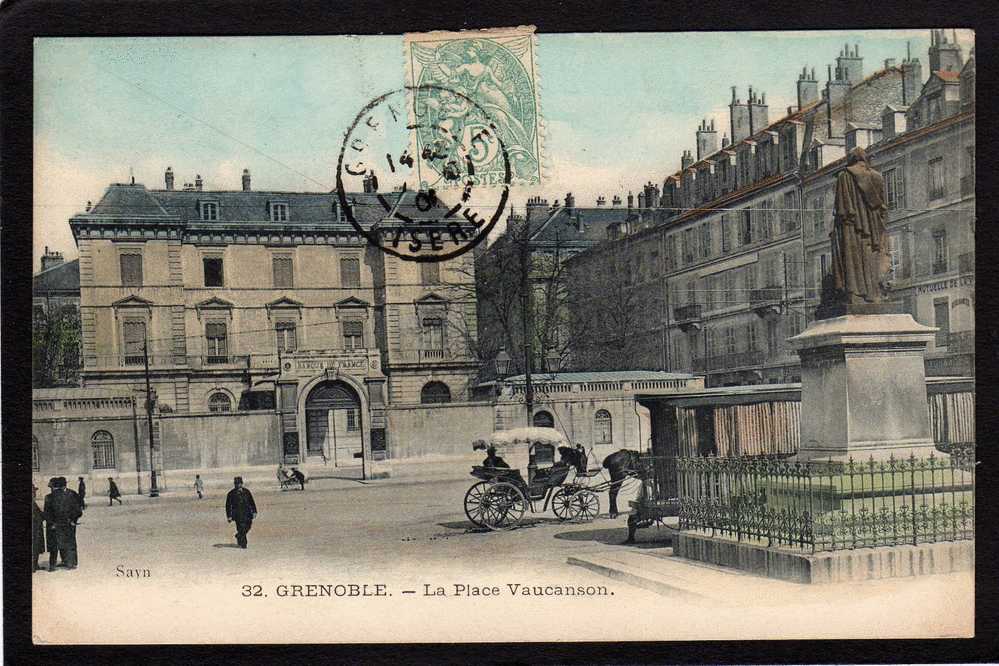 38.  GRENOBLE.   ( ISERE ).   LA PLACE VAUCANSON....... ANIMEE...ATTELAGE......C516 - Grenoble