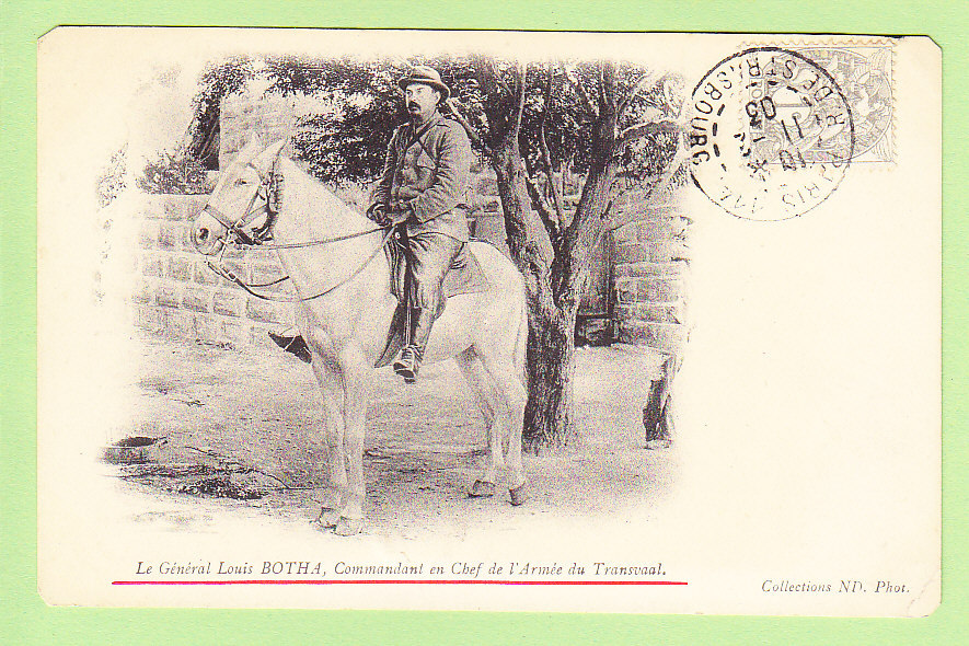 Guerre Des Boers : Le Général Louis BOTHA, Armée Du Transvaal. Boers War. Dos Simple. 2 Scans - Sud Africa