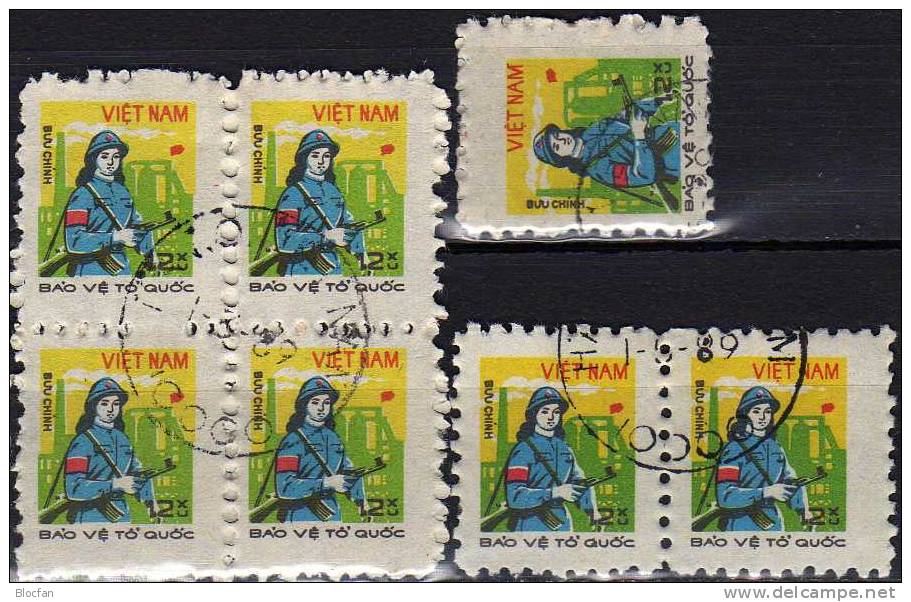 Nationaler Werkschutz 1981 Vietnam A1178, Paar Plus 4-Block O 7€ Frauen Auf Wache Mit Gewehr As Bloc Sheet From Viet Nam - Vietnam