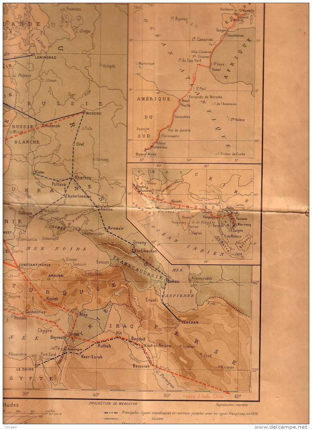 CARTE SERVICE GEOGRAPHIQUE DES ARMEES.SALON DE L´AERONAUTIQUE 1928.LIGNES FRANCAISES AVEC RELATIONS POSTALES. - Luchtvaart