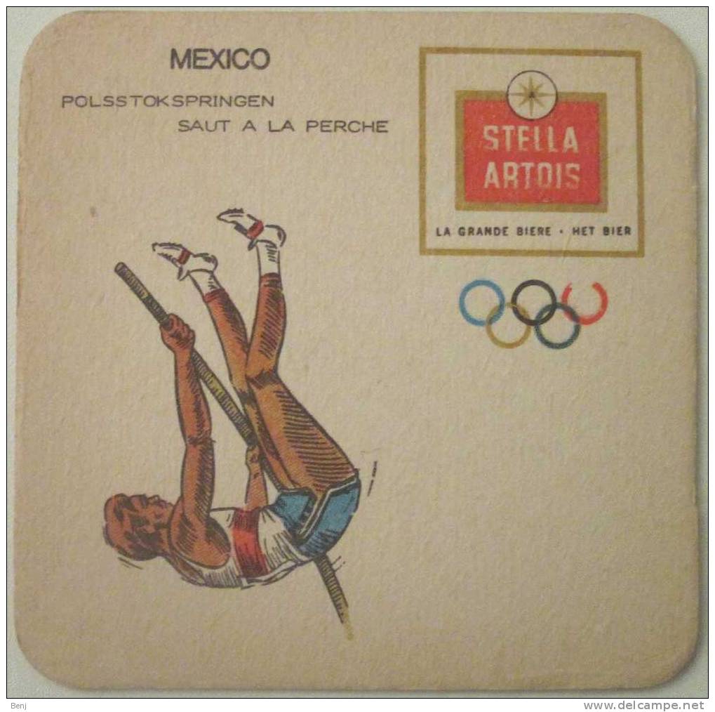 Sous-bock STELLA ARTOIS MEXICO 1968 Polsstokspringen - Saut à La Perche (Jeux Olympiques) (R) - Sous-bocks
