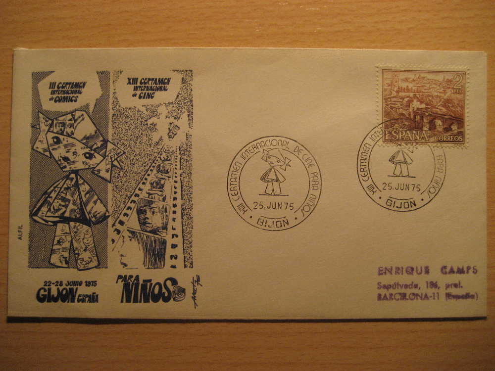 GIJON ASTURIAS 1975 XIII Certamen Int Cine Para Niños Cinema Film Matasellos Especial Sobre Cover Lettre - Cinema