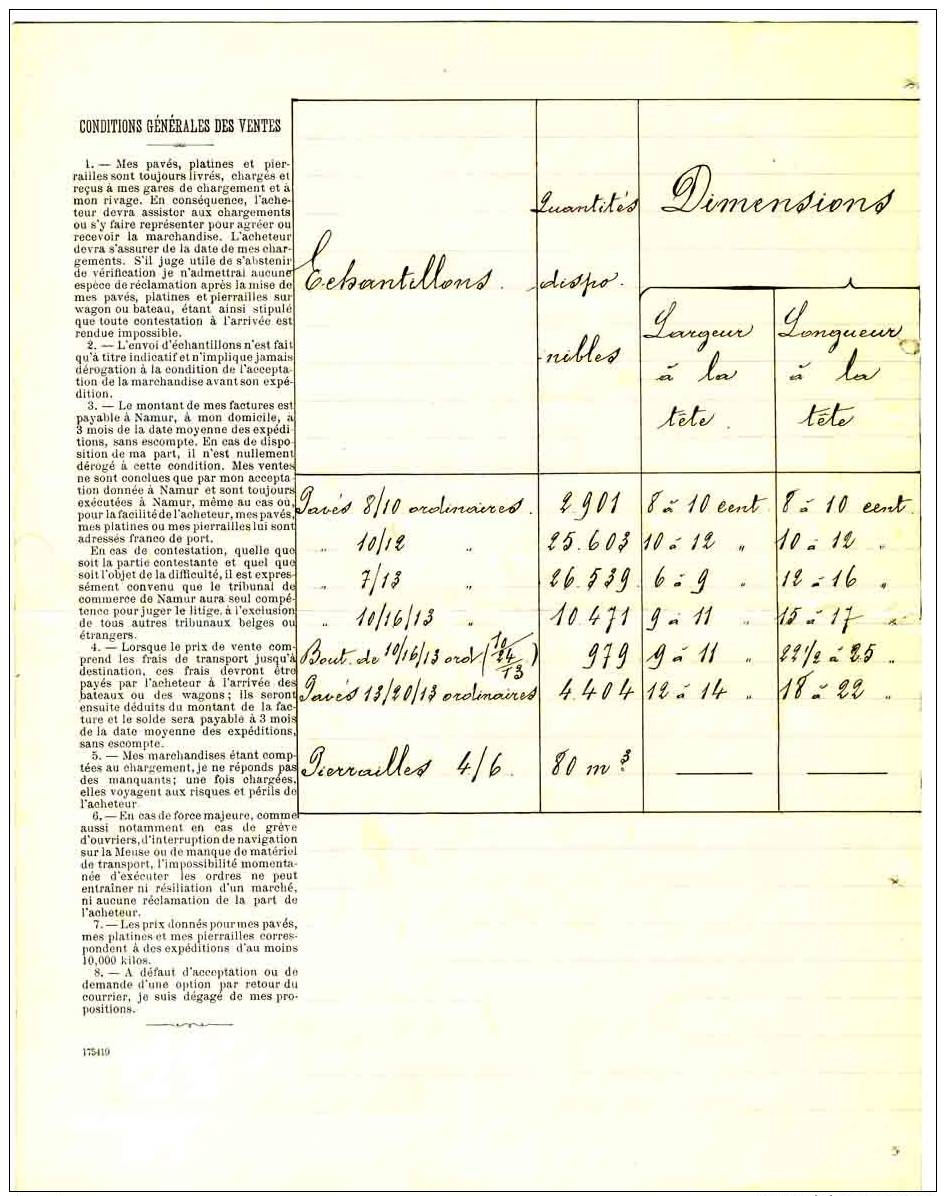 P0275 - Namur Wépion: Anatole Rops, Carrière Des Collets: Lettre 21.07.1910 - Zonder Classificatie