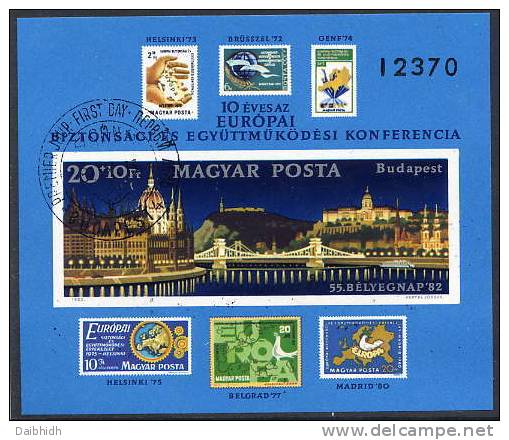 HUNGARY 1982 Security Conference Block Imperforate Used - Blocs-feuillets