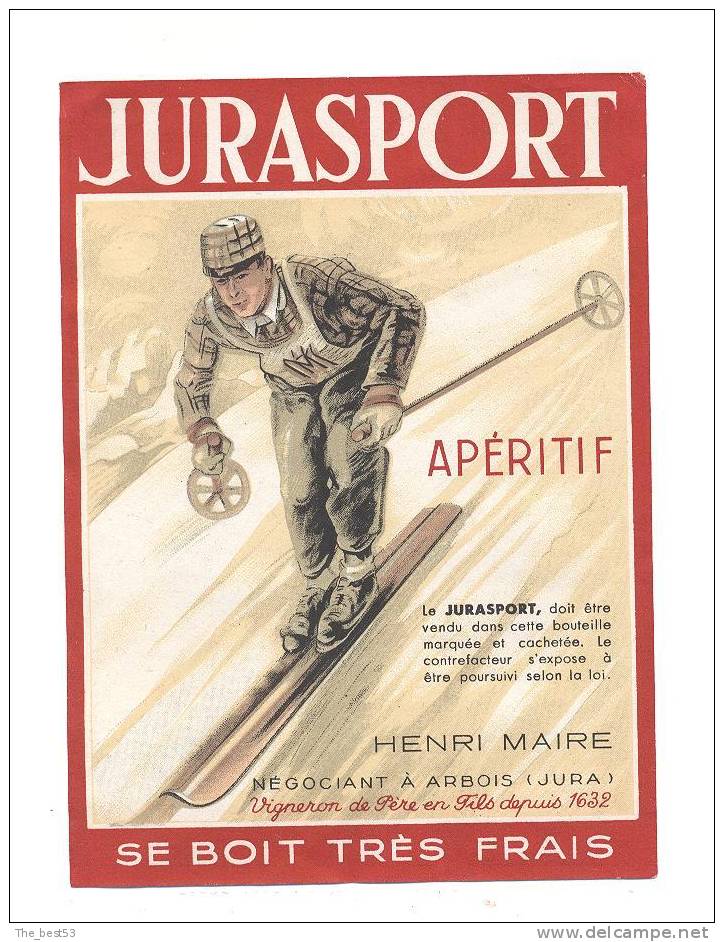 Etiquette   Apéritif  Jurasport     (Thème Ski) - Autres & Non Classés