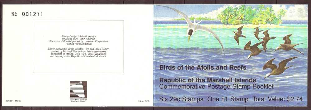 Marshall Islands 1991 Birds Oiseaux  Aves Booby Frigatebird Tern Noddy  Booklet  MNH - Marine Web-footed Birds