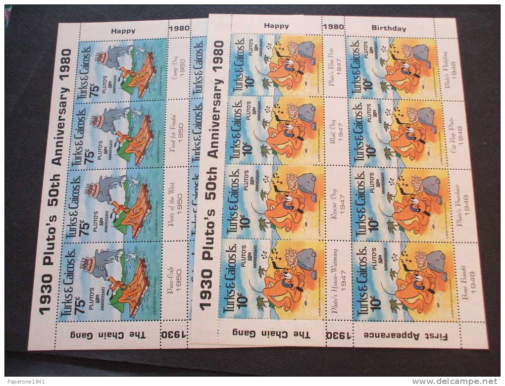 TURKS E CAICOS-1981 PLUTO'S 2v. IN MINI-FOGLIETTI DI 8 SERIE-NUOVI(++).TEMATICHE - Turks & Caicos (I. Turques Et Caïques)