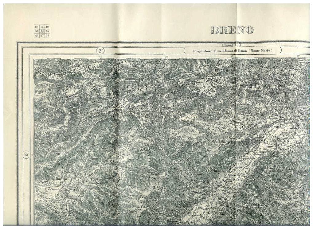 Carte Géographique état Major : Italie , Breno ( Sud ) , N° F.34 , Edizione 1906 . - Carte Geographique