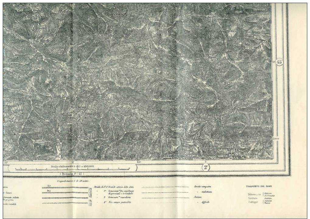 Carte Géographique état Major : Italie , Breno ( Sud ) , N° F.34 , Edizione 1906 . - Carte Geographique