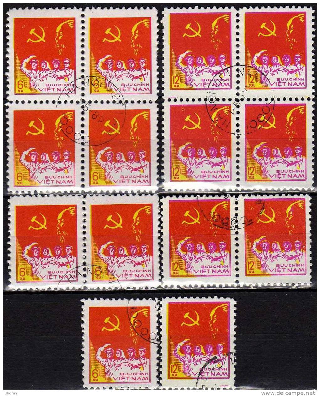 Nationalfeiertag Des Landes 1978 Vietnam 986+88,ZD+ 4-Block O 7€ Volk Flagge Symbol Ho Chi Minh Bloc Sheet From Viet Nam - Vietnam