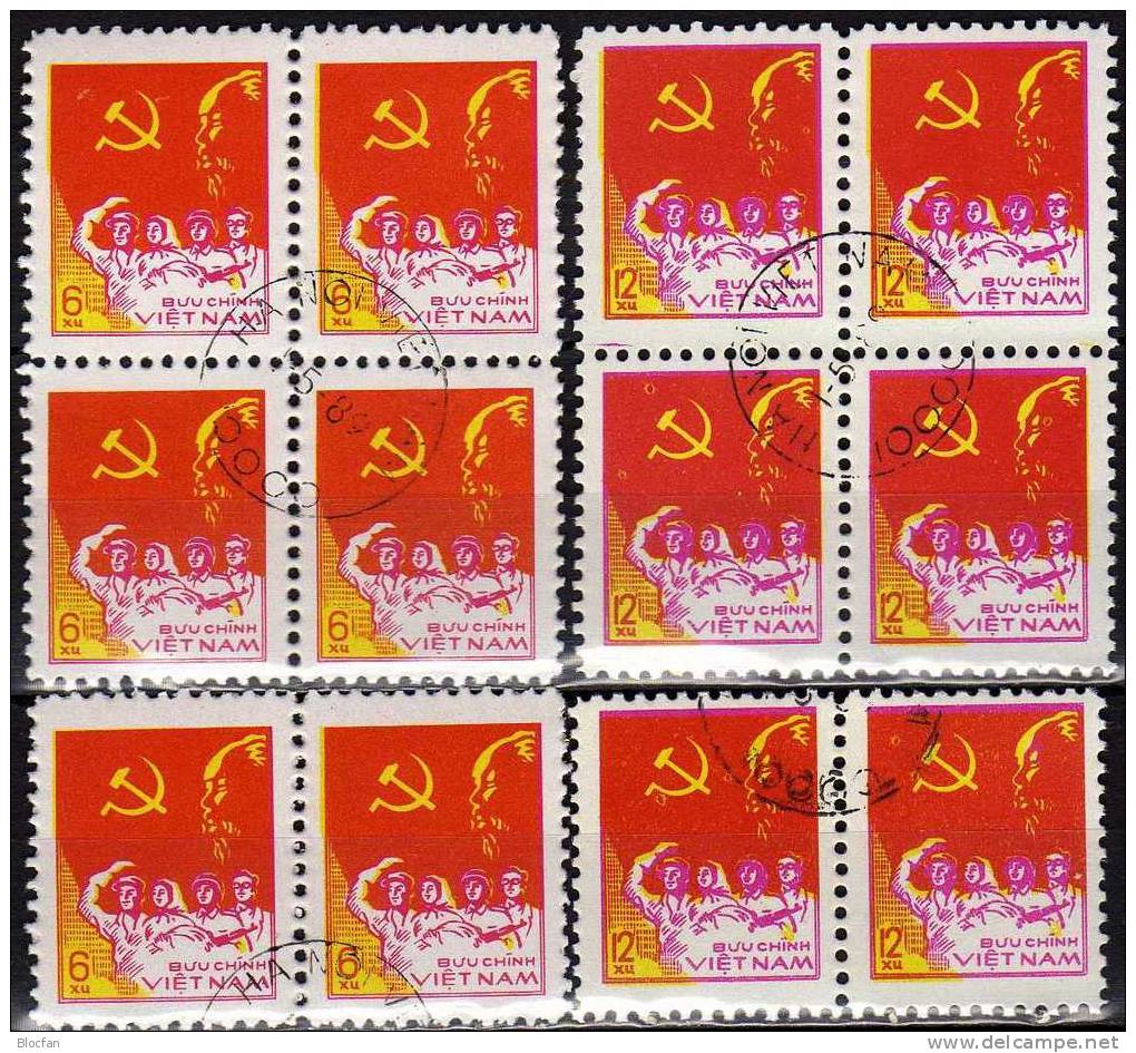 Nationalfeiertag Des Landes 1978 Vietnam 986+88,ZD+ 4-Block O 7€ Volk Flagge Symbol Ho Chi Minh Bloc Sheet From Viet Nam - Vietnam