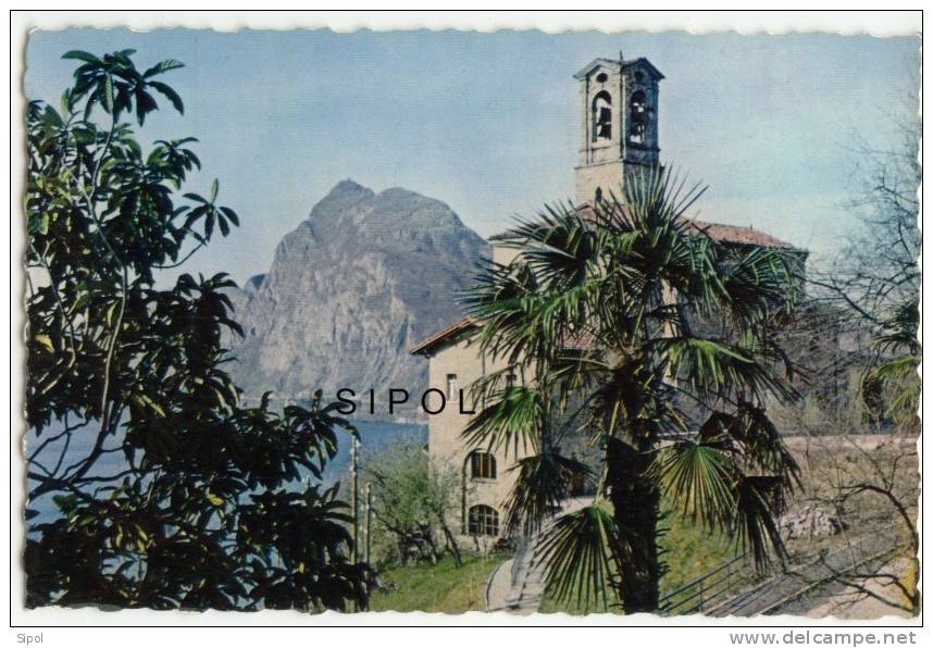 Lugano : La Chiesa Di Castagnola ( L Eglise De Castagnola )  Dentelée Petit Format Neuve - Agno