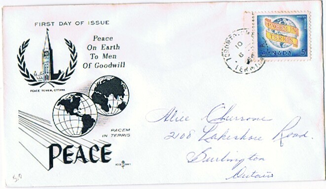 1964  World Peace  Sc 416   FDC Rose Craft Cachet - 1961-1970