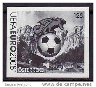 Black Print, Austria Sc2148 Soccer, UEFA EURO 2008, Ball, Childern’s Art - Championnat D'Europe (UEFA)