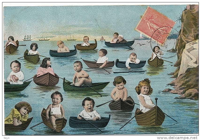 Aviron Multi Bébé Surrealisme Bébés Avec  Barques - Canottaggio