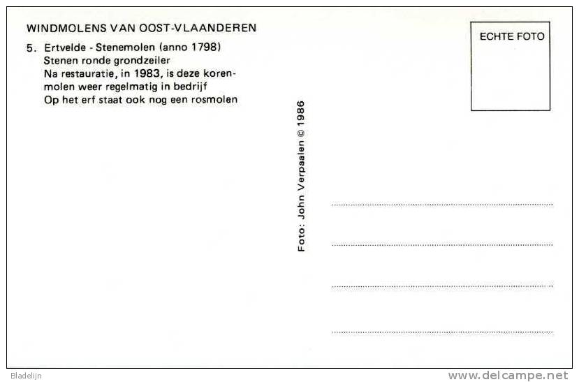 ERTVELDE Bij Evergem (O.Vl.) - Molen/moulin - Stenen Molen Opgetuigd Met Twee Volle Zeilen Bij Valavond (1986) - Evergem